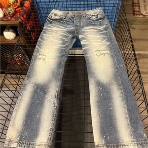 Armani Exchange Blue and Tan Jeans